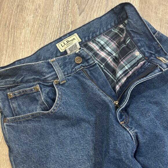 Vintage LL Bean Flannel Lined Blue Jeans Womens 10 Petite Outdoor Grunge 90s - Picture 10 of 10